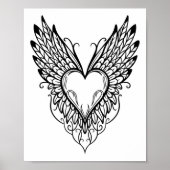 Valentijnsdag hart met vleugels Tattoo stijl Symbo Poster (Voorkant)
