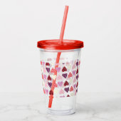 Valentijnsdag Hart Monogram Acryl Drinkbeker (Achterkant)