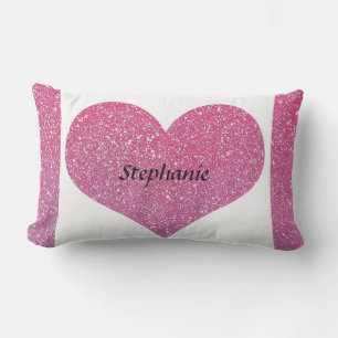 Valentijnsdag Hart Monogram Roze Goud Glitter Buitenkussen