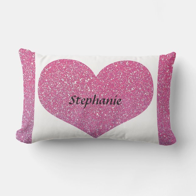 Valentijnsdag Hart Monogram Roze Goud Glitter Buitenkussen (Voorkant)