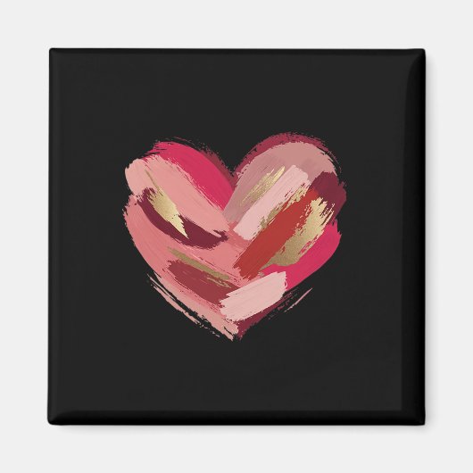 Valentijnsdag Hart Penseelstreek Magneet (Voorkant)