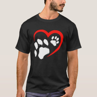 Valentijnsdag Hart Pootjes Grappige Kat Hond Liefh T-shirt