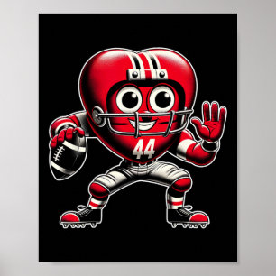 Valentijnsdag Hart Retro Voetbal Quarterck Poster