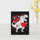 Valentijnsdag Hart Rijden Dinosaurus T Rex Fun Boy Kaart (Gele Bloem)