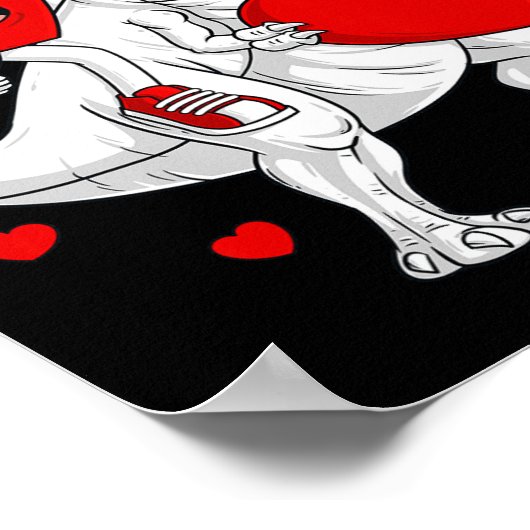 Valentijnsdag Hart Rijden Dinosaurus T Rex Fun Boy Poster (Hoek)