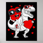 Valentijnsdag Hart Rijden Dinosaurus T Rex Fun Boy Poster (Voorkant)