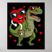 Valentijnsdag Hart Rijden Dinosaurus T Rex Fun Boy Poster (Voorkant)