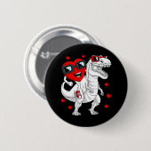 Valentijnsdag Hart Rijden Dinosaurus T Rex Fun Boy Ronde Button 5,7 Cm (Voorkant /achterkant)