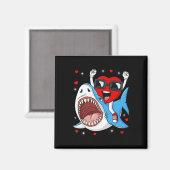 Valentijnsdag Hart Rijden Haai Leuk Peuter Jongens Magneet (Voorkant / Achterkant)