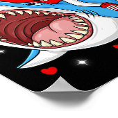 Valentijnsdag Hart Rijden Haai Leuk Peuter Jongens Poster (Hoek)