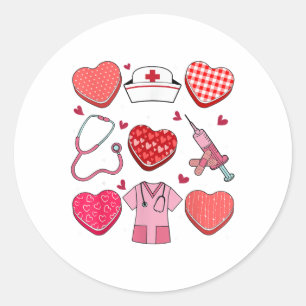 Valentijnsdag Hart Rn CNA ICU Scurb Nurse Doctor Ronde Sticker