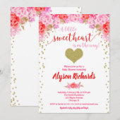 Valentijnsdag hart roze rood meisje baby shower kaart (Voorkant / Achterkant)