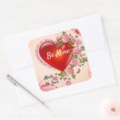 Valentijnsdag hart Rozen Koekje gemaakt met liefde Vierkante Sticker (Envelop)