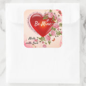 Valentijnsdag hart Rozen Koekje gemaakt met liefde Vierkante Sticker (Tas)