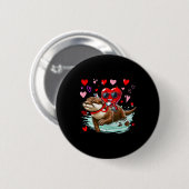 Valentijnsdag Hart Singles Ridende Otter Dier Ronde Button 5,7 Cm (Voorkant /achterkant)