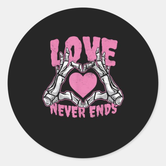 Valentijnsdag Hart Skelet Handen Hart Ronde Sticker (Voorkant)