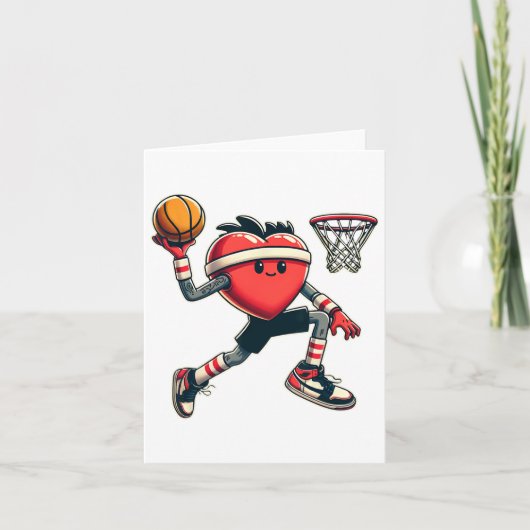 Valentijnsdag Hart Sketll Slam Dunk Teamspeler Kaart (Voorkant)