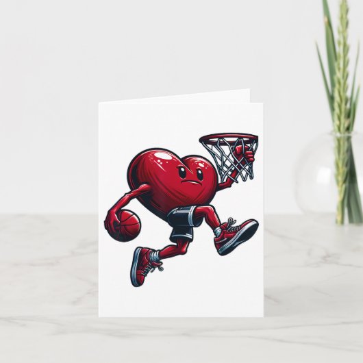 Valentijnsdag Hart Slam Dunk Sketll Teamspeler Kaart (Voorkant)