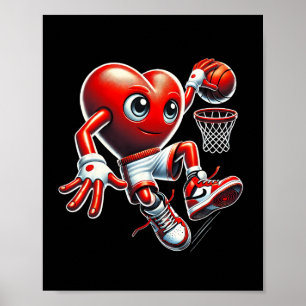 Valentijnsdag Hart Slam Dunk Sketll Teamsport Poster
