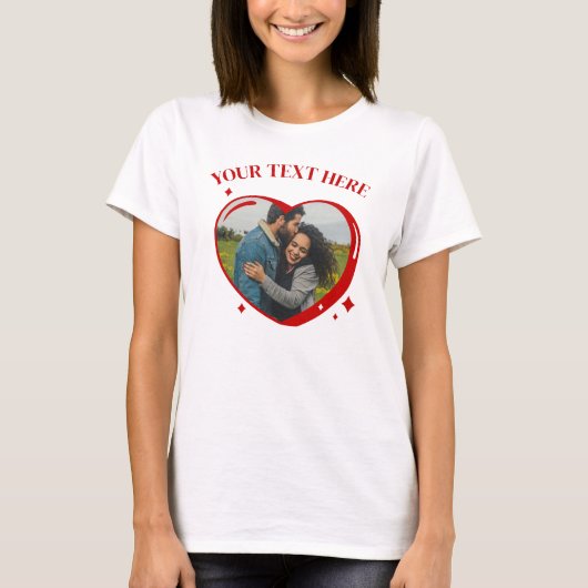 Valentijnsdag Hart Snoep Custom Foto T-Shirt (Voorkant)