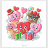 Valentijnsdag hart & snoep vrienden sticker (Vel)