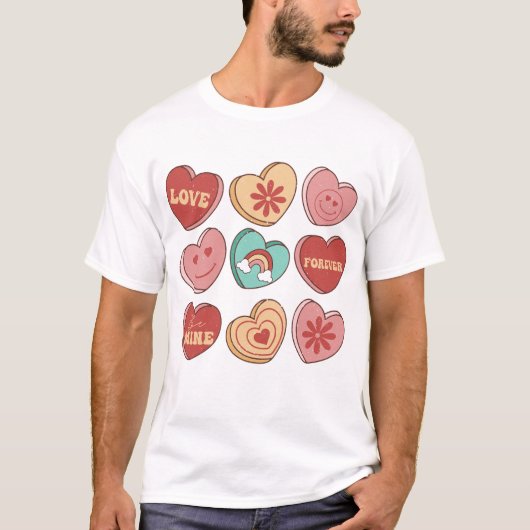 Valentijnsdag Hart Snoepjes T-shirt (Voorkant)