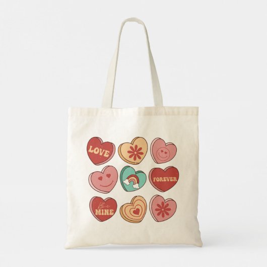Valentijnsdag Hart Snoepjes Tote Bag (Achterkant)