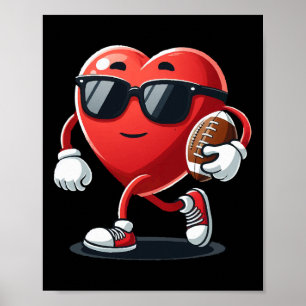 Valentijnsdag Hart Speelt American Football Jongen Poster