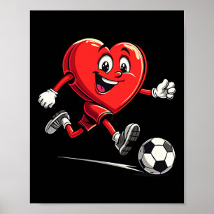 Valentijnsdag Hart Speelt Voetbal Voor Jongens Kin Poster