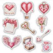 Valentijnsdag Hart Thema Contour Sticker Set (Voorkant)