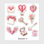 Valentijnsdag Hart Thema Contour Sticker Set (Vel)