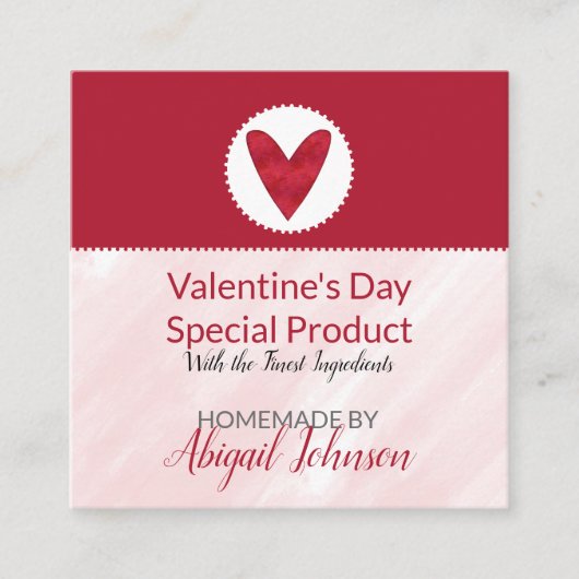 Valentijnsdag Hart Thuisgemaakte Handgemaakte Zeep Vierkante Visitekaartje (Voorkant)