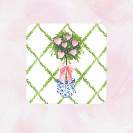 Valentijnsdag hart topiary, grandmillenial kartonnen onderzetters