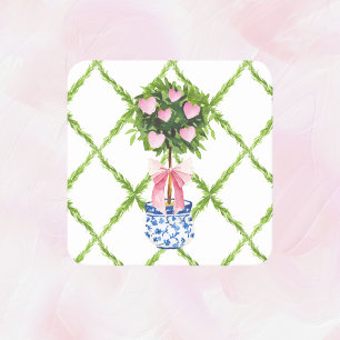 Valentijnsdag hart topiary, grandmillenial kartonnen onderzetters