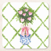 Valentijnsdag hart topiary, grandmillenial kartonnen onderzetters (Voorkant)