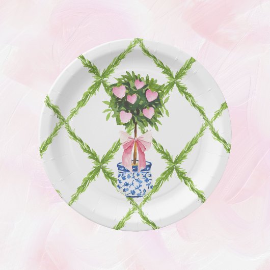 Valentijnsdag hart topiary, grandmillenial papieren bordje