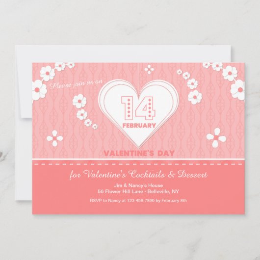 Valentijnsdag Hart Uitnodiging (Voorkant)