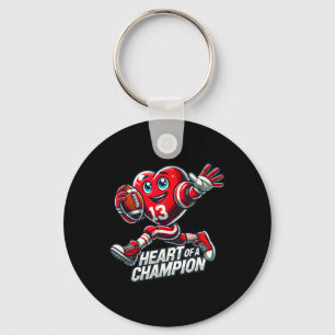 Valentijnsdag Hart Van Een Kampioen Voetbalontwerp Sleutelhanger