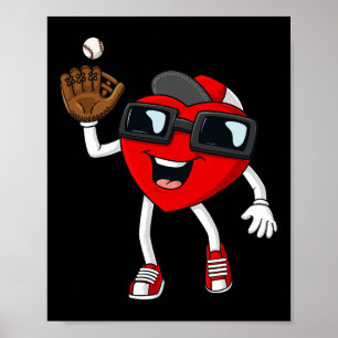 Valentijnsdag hart vangen een honkbal leuk jongens poster