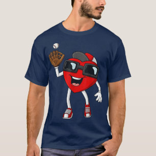 Valentijnsdag Hart vangt een honkbal grappige jong T-shirt