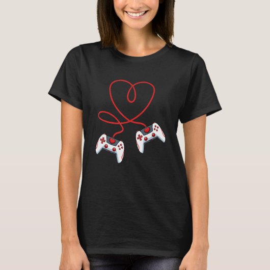 Valentijnsdag Hart-videospelcontroller Cool Ga T-shirt (Voorkant)
