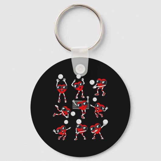 Valentijnsdag Hart Volleybal Speler Fun Boys GI Sleutelhanger (Voorkant)