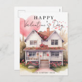 Valentijnsdag Hart Waterverf Huis Realty Feestdagenkaart (Voorkant / Achterkant)