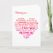 Valentijnsdag Hart Word-Cloud Ontbreekt U Feestdagen Kaart (Voorkant)