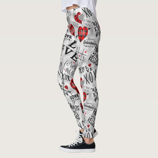 Valentijnsdag Hart XO Love Red Black Pink Leggings (Links)