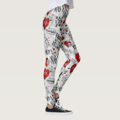 Valentijnsdag Hart XO Love Red Black Pink Leggings (Rechts)