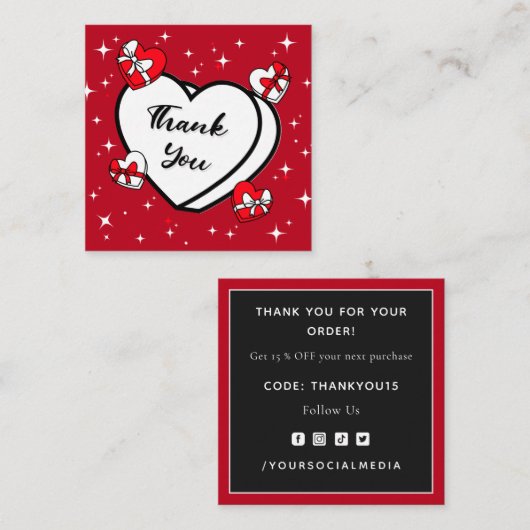 Valentijnsdag Hartelijk dank voor Red Super Sparkl Vierkante Visitekaartje (Voorkant / Achterkant)