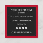 Valentijnsdag Hartelijk dank voor Red Super Sparkl Vierkante Visitekaartje (Achterkant)