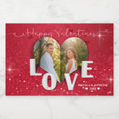 Valentijnsdag Hartelijk foto Rood Glitter Etiket (Enkel label)