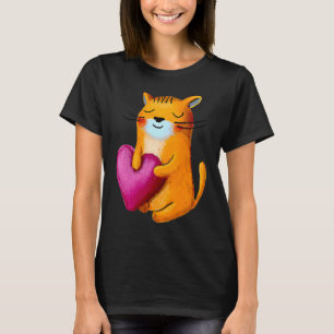 Valentijnsdag Hartelijk Liefde Vieren Met Cute Kat T-shirt